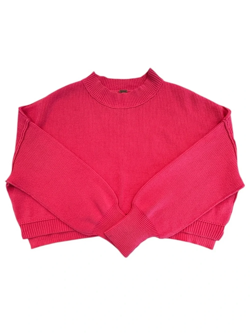Free People Easy Oversized Cropped Sweater in Mademoiselle Pink Size L